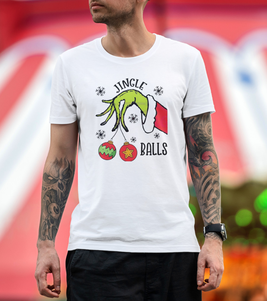 Jingle Balls Grinch Hand Holding Christmas Ornaments T-Shirt