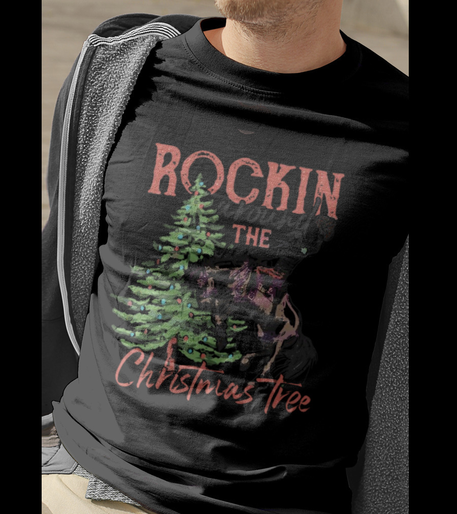 Rockin Around The Christmas Tree Horse And Holiday Lights T-Shirt