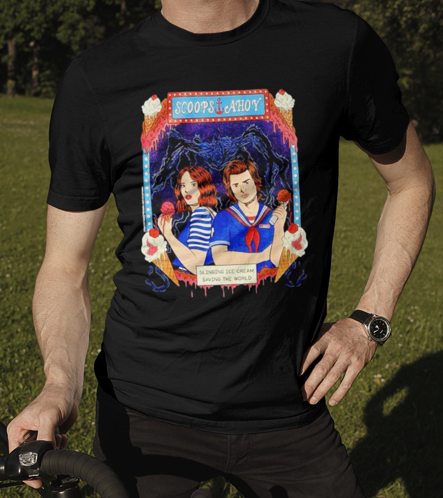 Scoops Ahoy Slinging Ice Cream Saving The World Stranger Things Duo Vintage T-Shirt