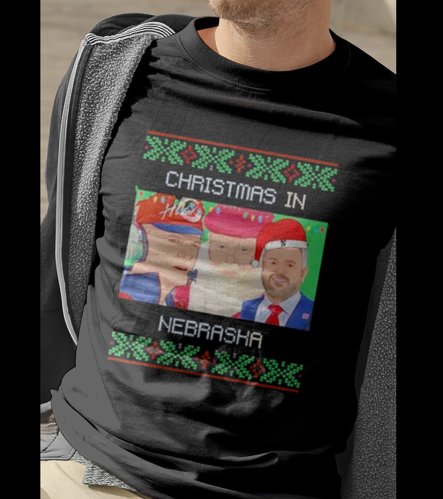 Christmas IN Nebraska Huskers Santa Coach Holiday T-Shirt