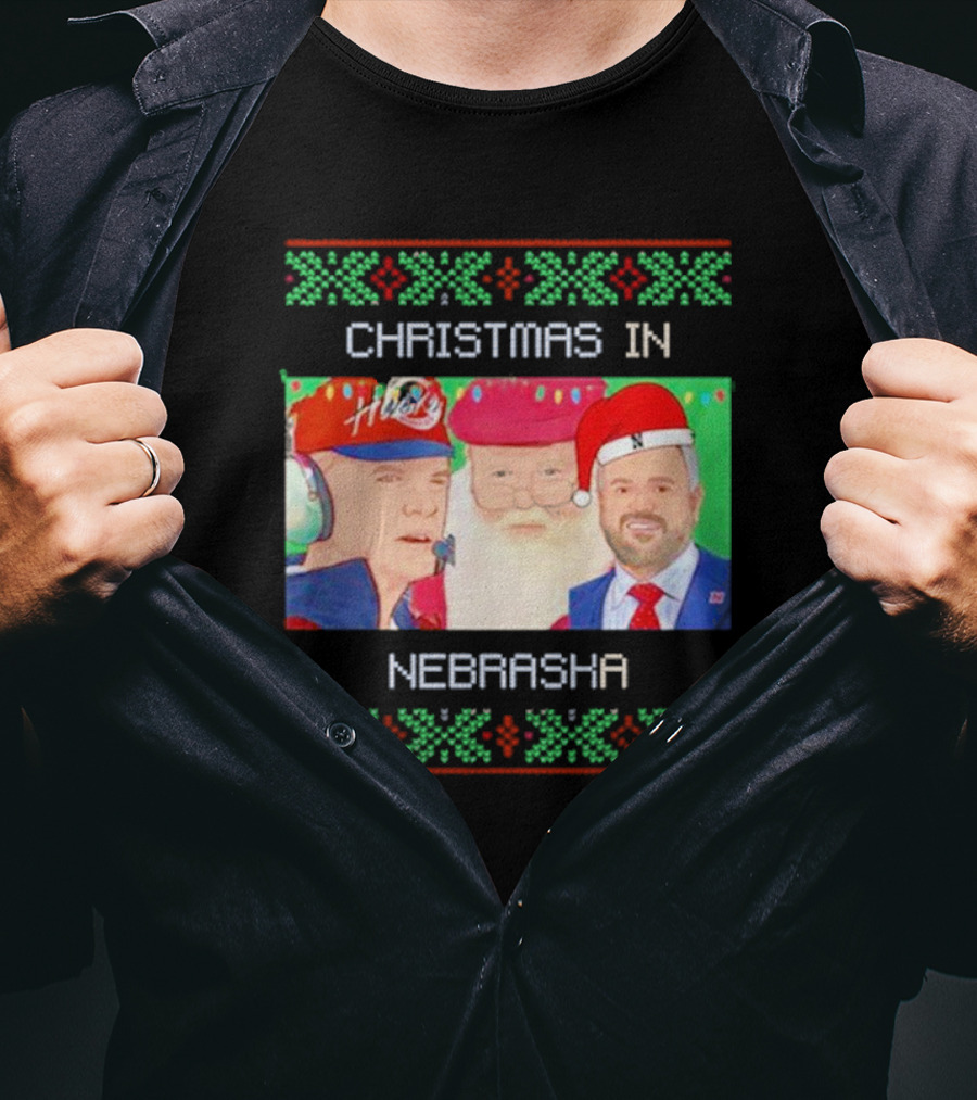 Christmas IN Nebraska Huskers Santa Coach Holiday T-Shirt