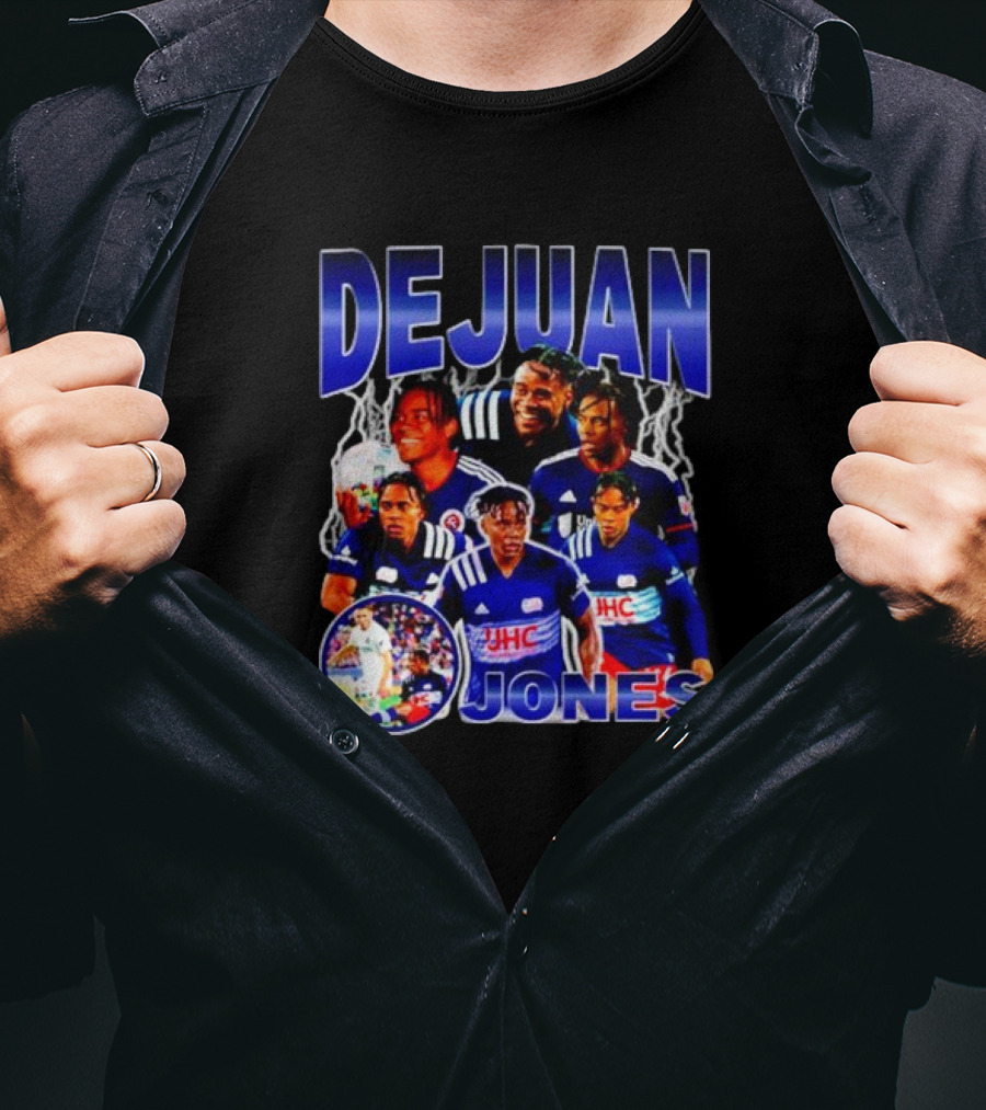 DEJUAN JONES Soccer Bootleg With JHC Logo And Lightning Background T-Shirt