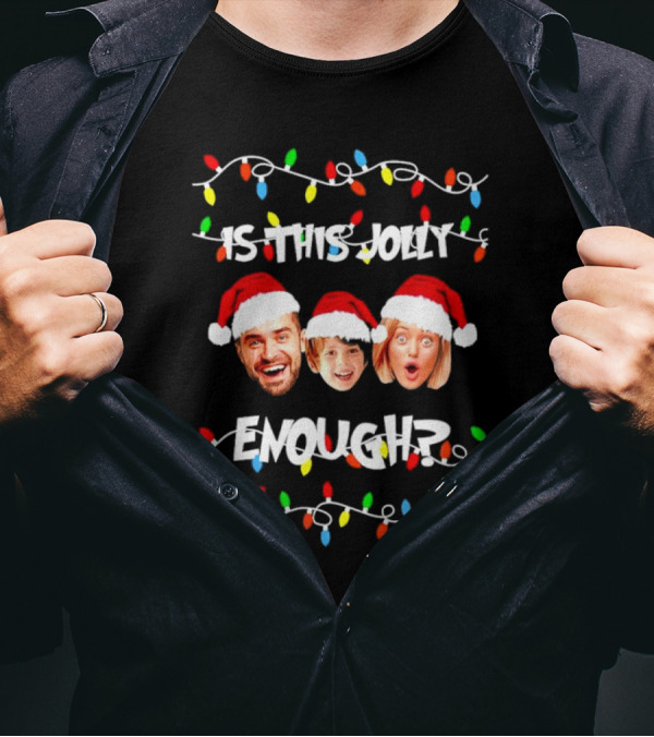 Is This Jolly Enough Custom Family Christmas Lights Holiday Faces T-Shirt