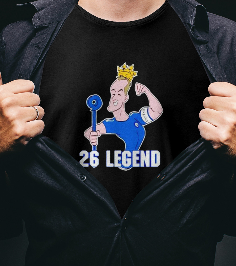 26 Legend Cartoon Crowned Football Captain T-Shirt