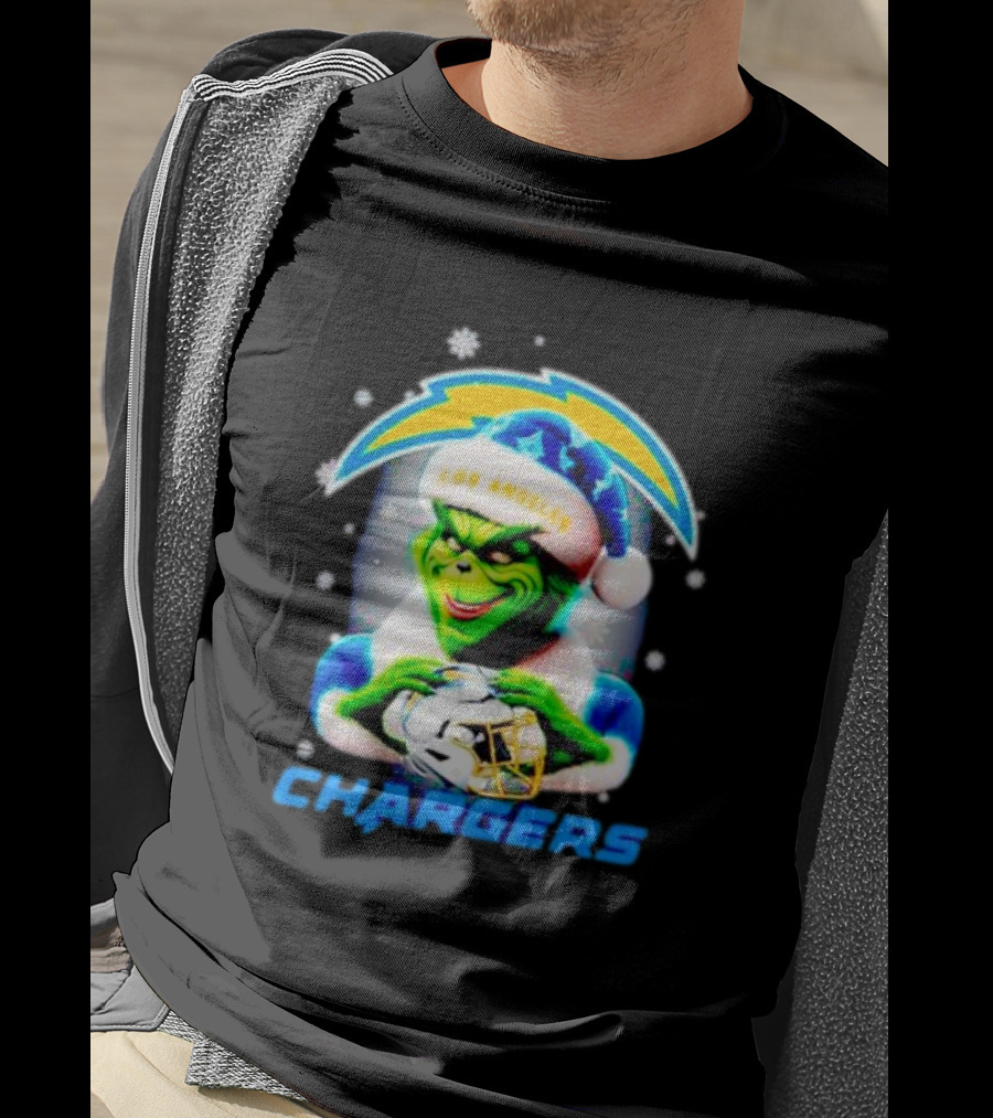 The Grinch Santa Los Angeles Chargers Christmas Holiday T-Shirt