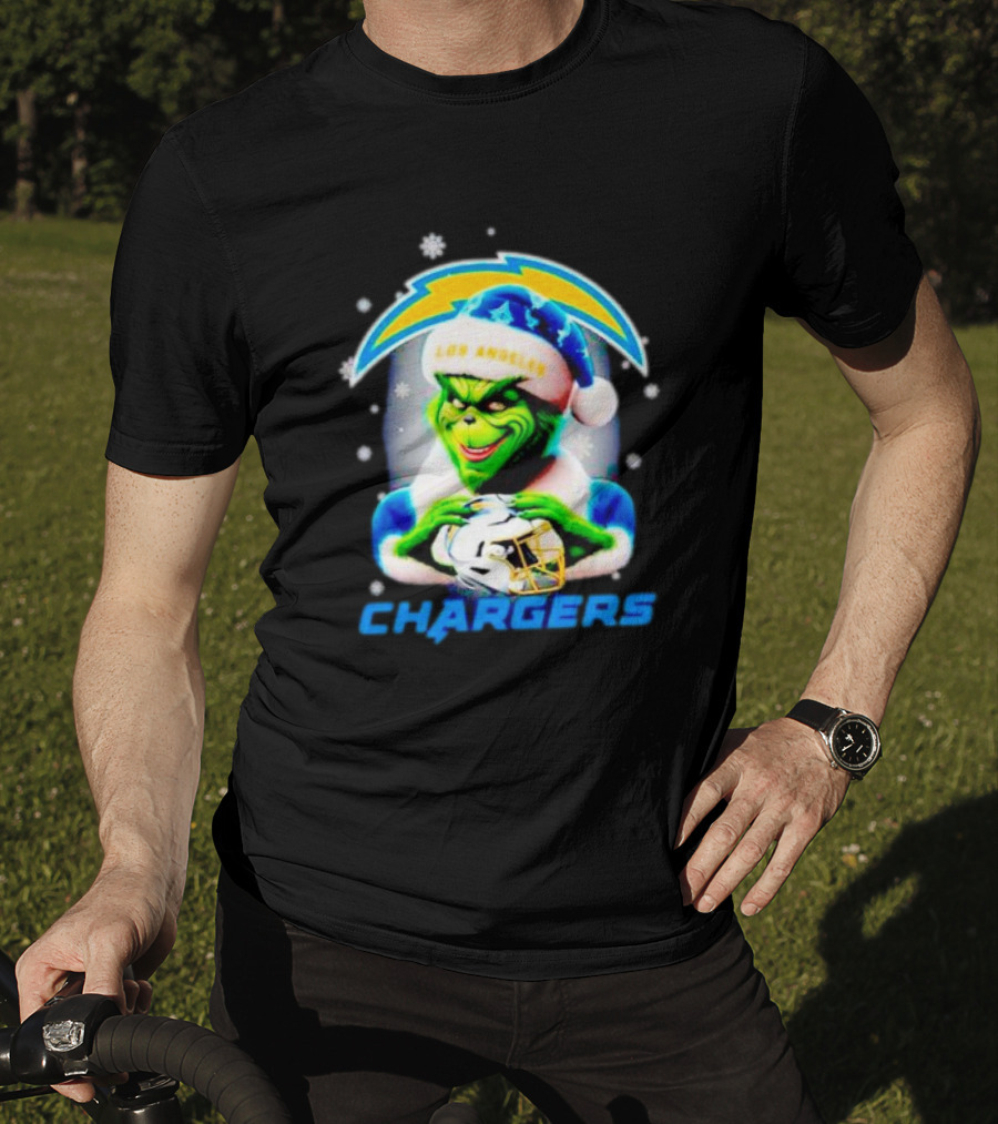 The Grinch Santa Los Angeles Chargers Christmas Holiday T-Shirt