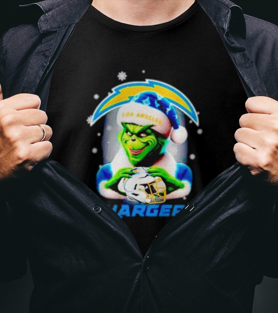 The Grinch Santa Los Angeles Chargers Christmas Holiday T-Shirt