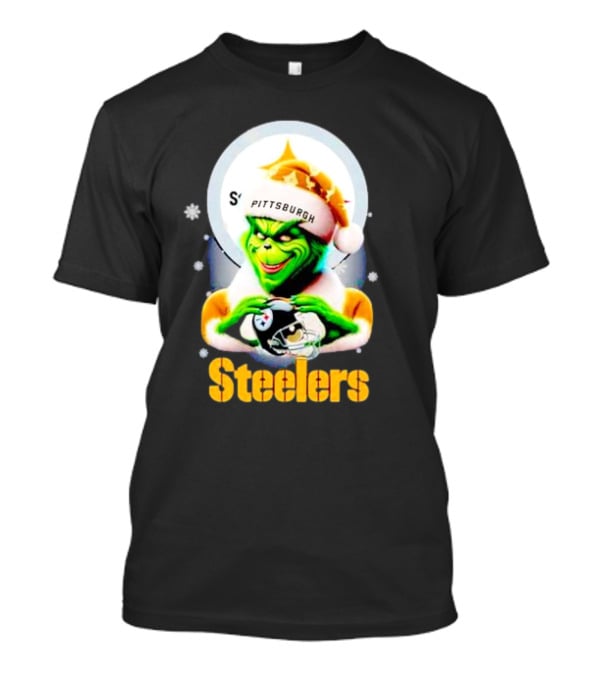 The Grinch Santa Steelers Christmas Pittsburgh Football Fan T-Shirt
