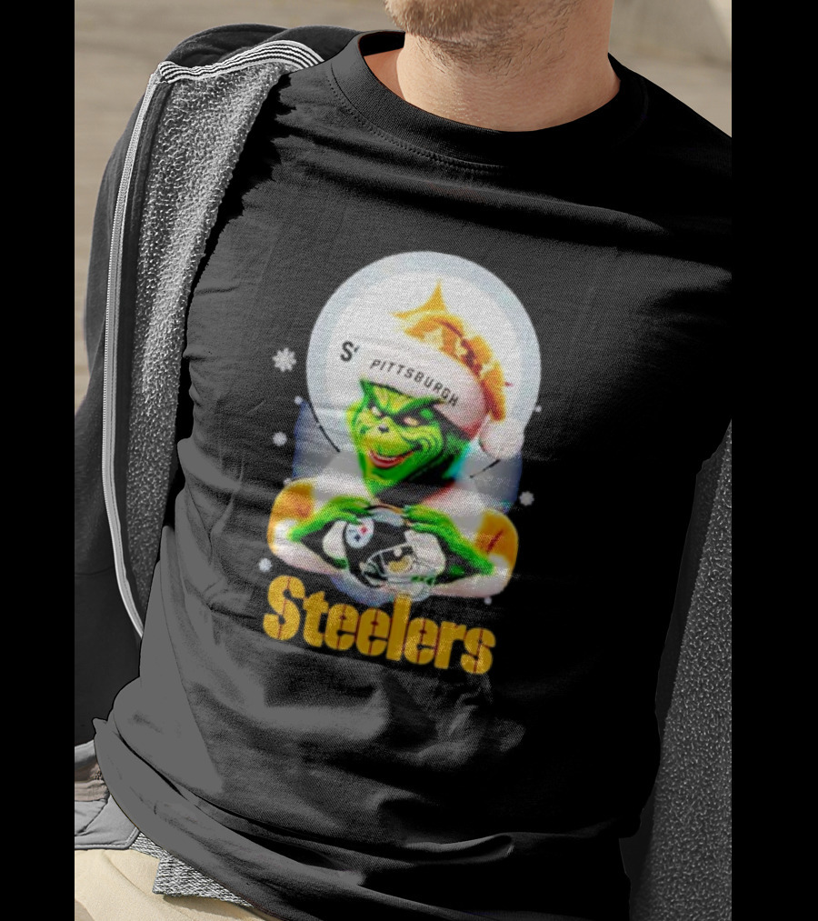 The Grinch Santa Steelers Christmas Pittsburgh Football Fan T-Shirt