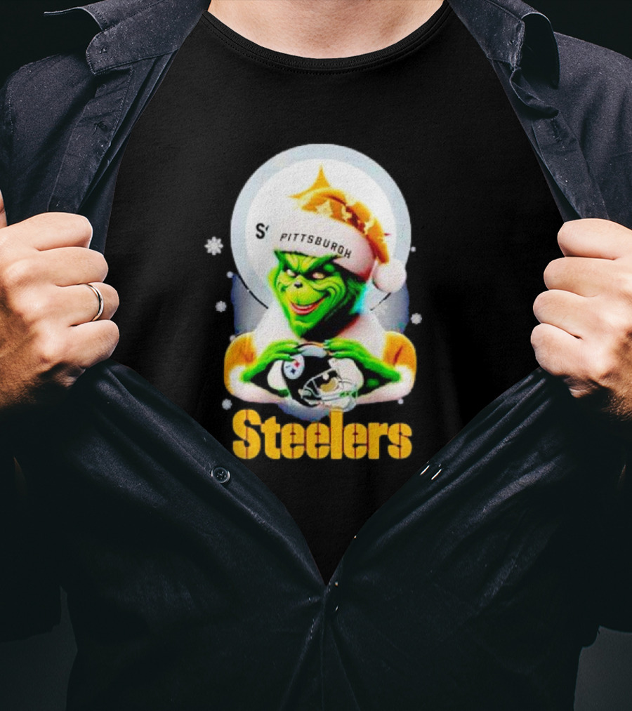 The Grinch Santa Steelers Christmas Pittsburgh Football Fan T-Shirt