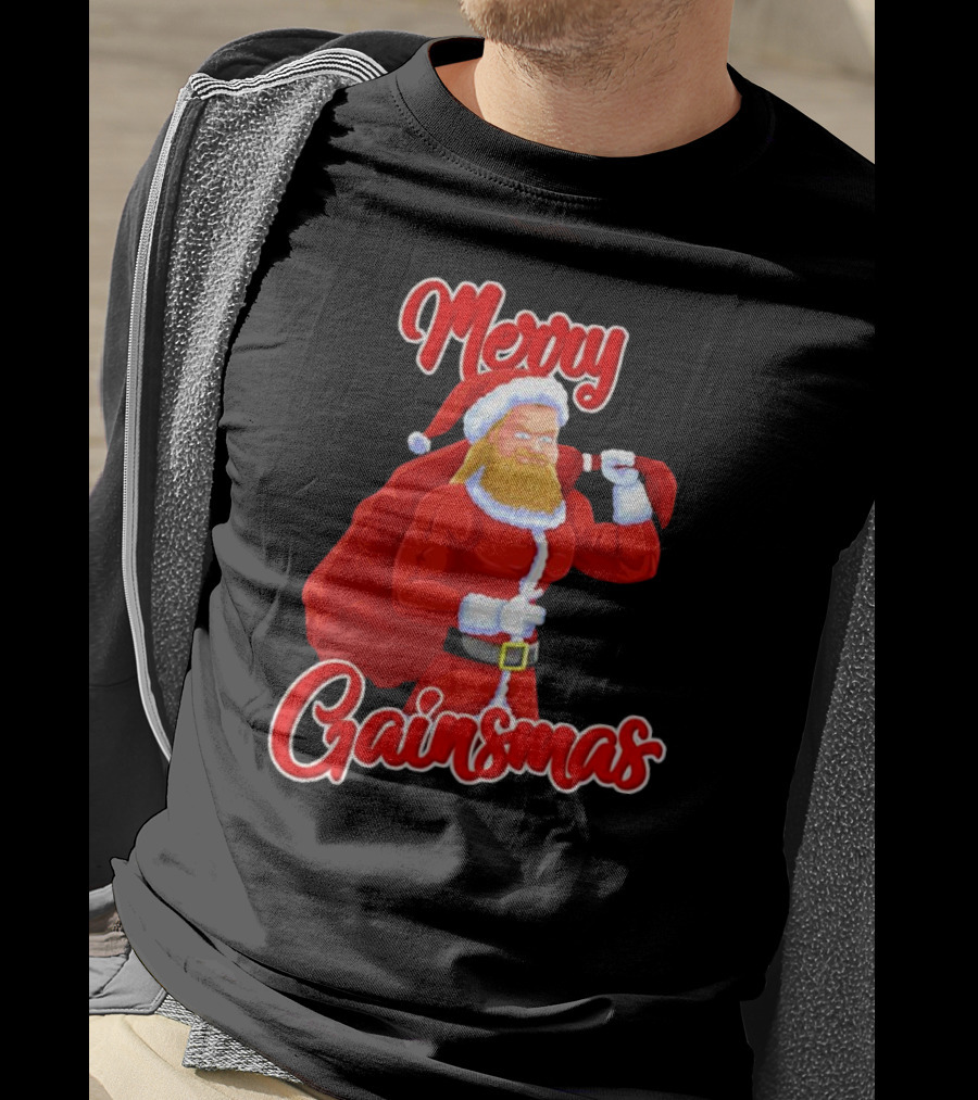 Merry Gainsmas Fitness Santa Bodybuilder T-Shirt