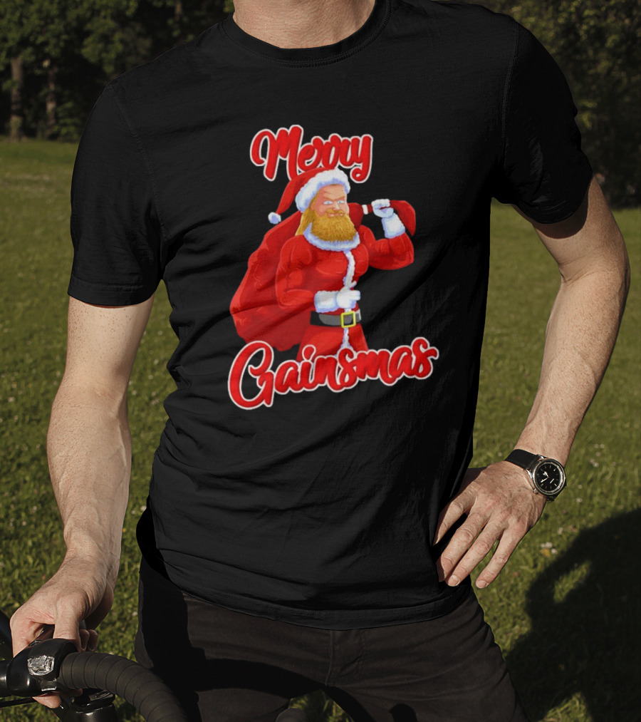 Merry Gainsmas Fitness Santa Bodybuilder T-Shirt
