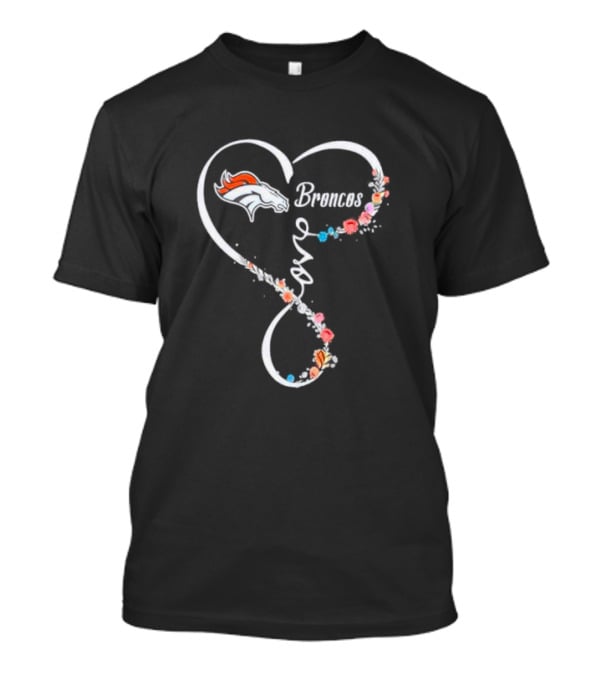 Denver Broncos Floral Heart Love T-Shirt