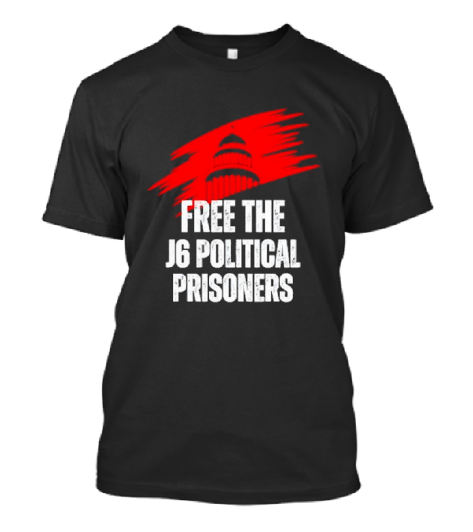 Free The J6 Political Prisoners Capitol Building Red Brushstroke T-Shirt