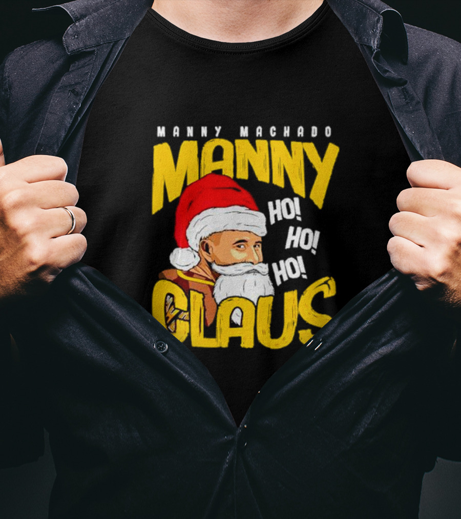 Manny Machado Manny Claus Santa Hat Ho Ho Ho T-Shirt