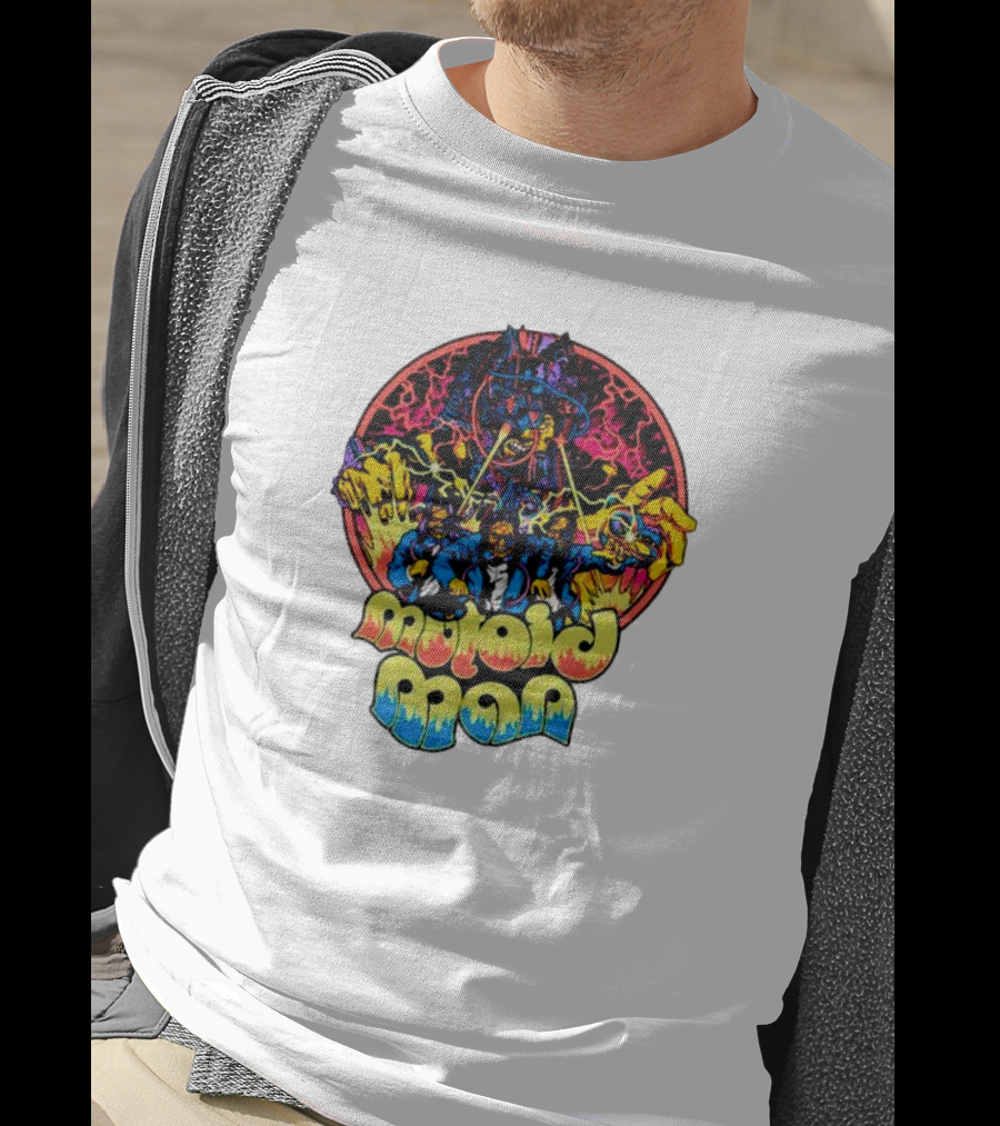Mutoid Man CoTV Psychedelic Comic Style Superheroes With Lightning And Fiery Hands T-Shirt