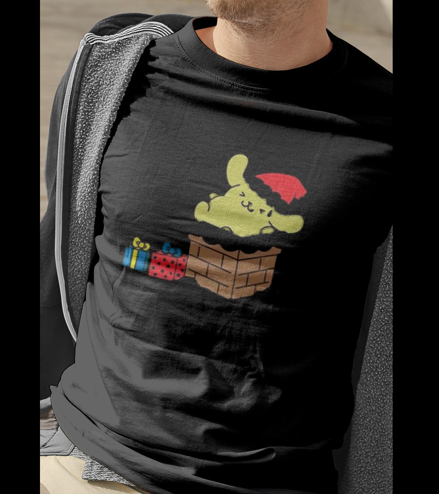 Pompompurin Christmas Chimney With Santa Hat And Presents T-Shirt