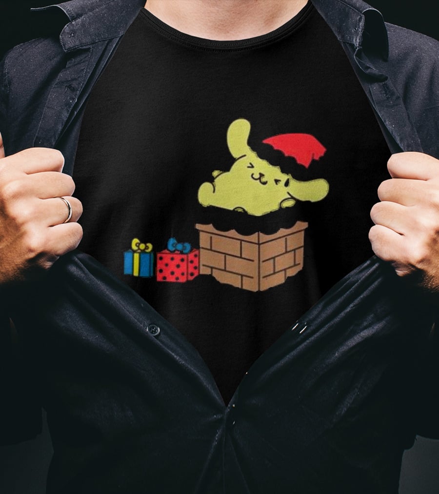 Pompompurin Christmas Chimney With Santa Hat And Presents T-Shirt