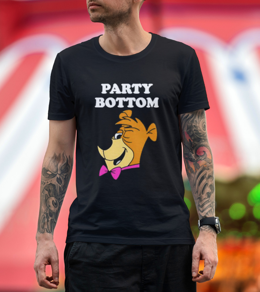 Yogi Bear Party Bottom Fun Cartoon Character with Pink Bow Tie T-Shirt