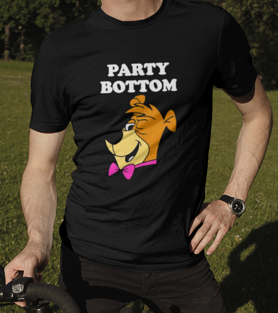 Yogi Bear Party Bottom Fun Cartoon Character With Pink Bow Tie T-Shirt