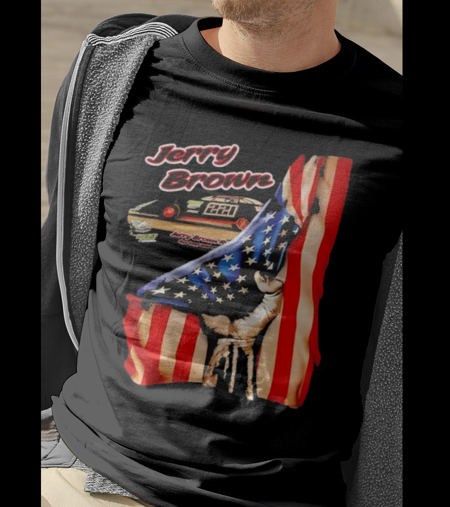 Jerry Brown Blood Inside Me American Flag Race Car 88 T-Shirt