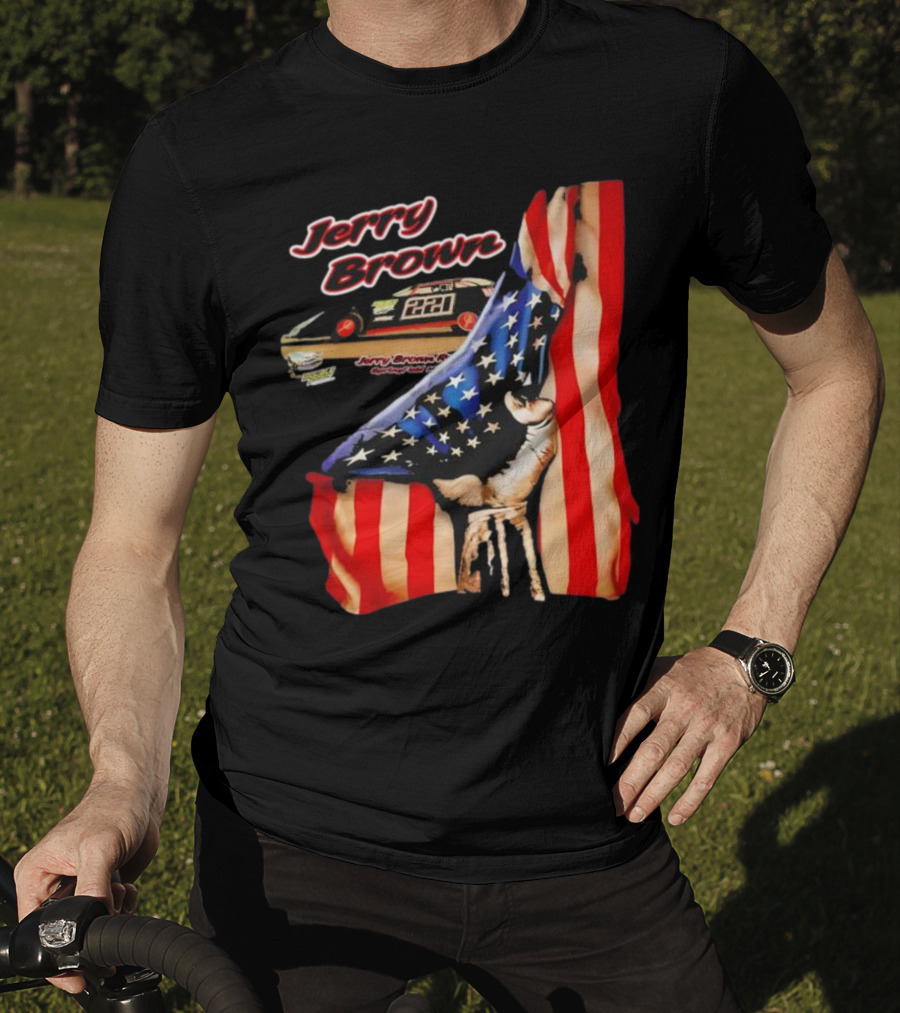 Jerry Brown Blood Inside Me American Flag Race Car 88 T-Shirt