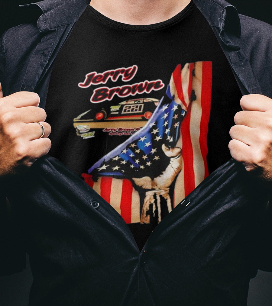 Jerry Brown Blood Inside Me American Flag Race Car 88 T-Shirt