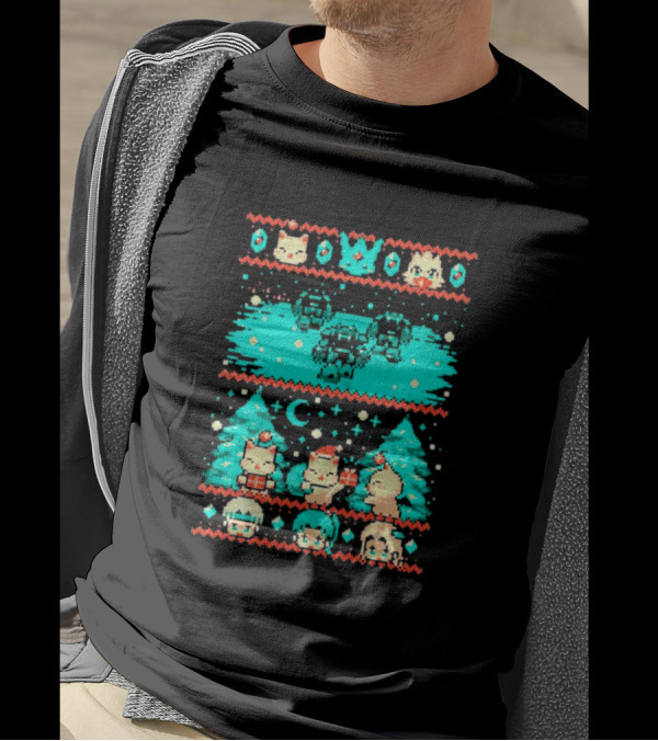 Esper Of Christmas 8-Bit Holiday Pixel Art With Festive Characters T-Shirt