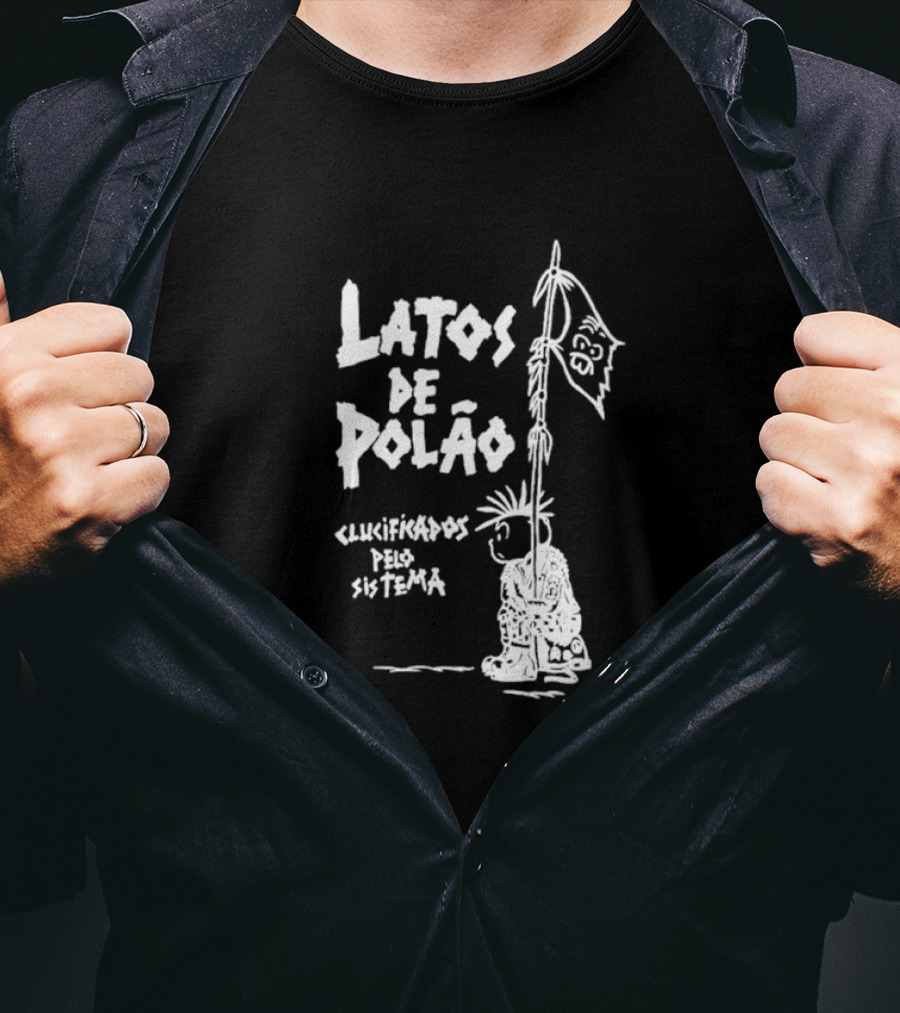 Latos De Polão Clucificados Pelo Sistema 89 Flag Cartoon Drawing T-Shirt