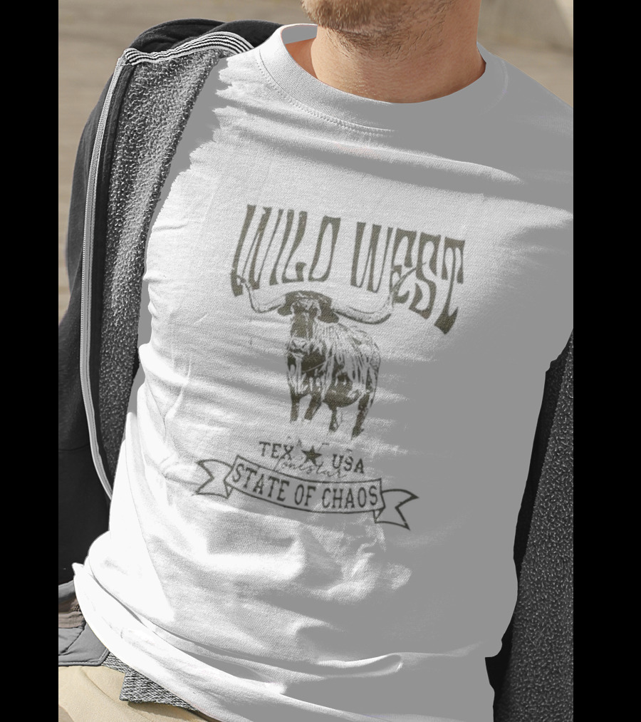 Wild West Longhorn Texas USA State Of Chaos T-Shirt