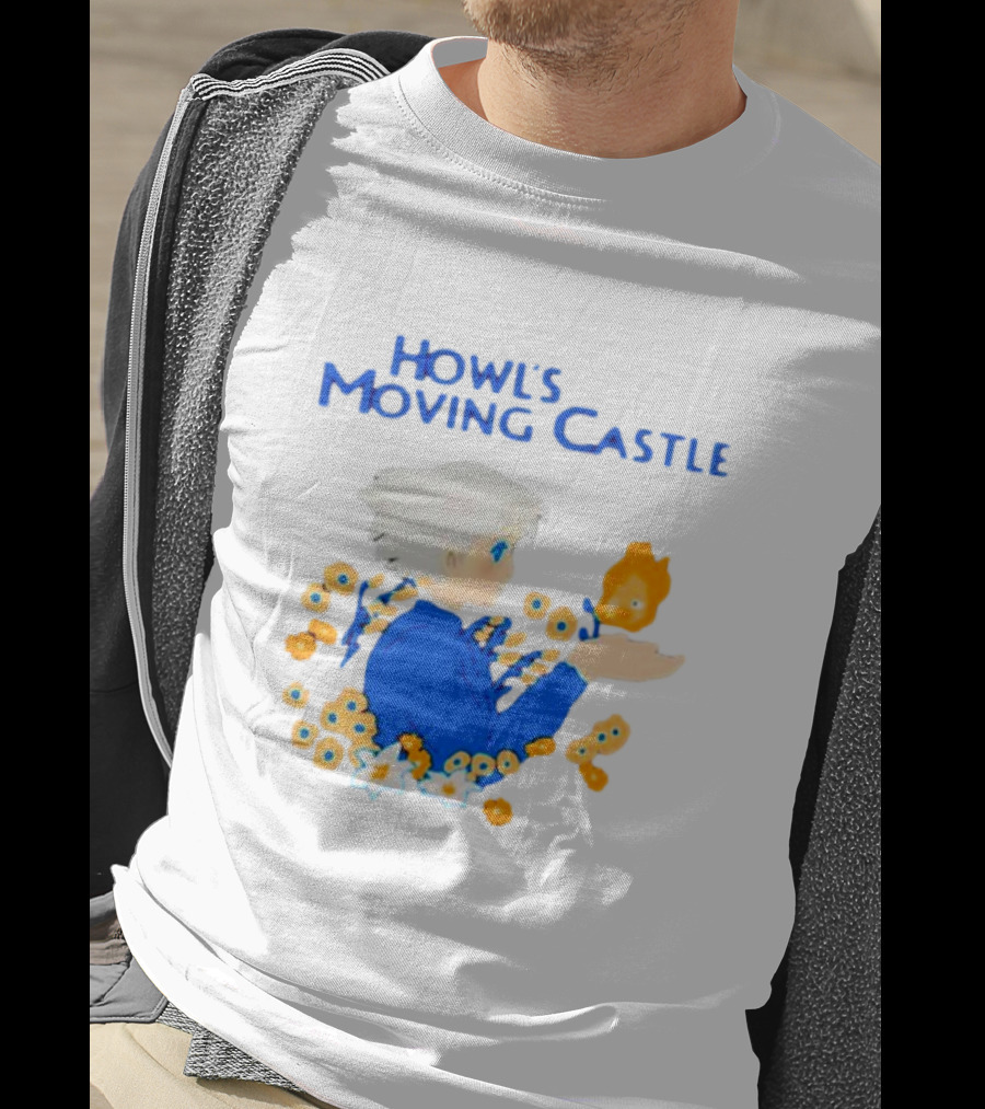 Howl’s Moving Castle Howl With Calcifer And Flowers T-Shirt