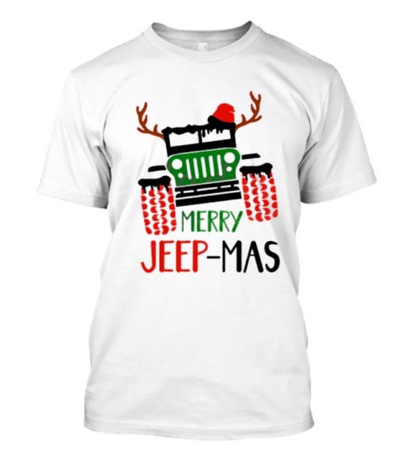 Merry Jeep-Mas Festive Offroad Fun With Antlers And Santa Hat T-Shirt