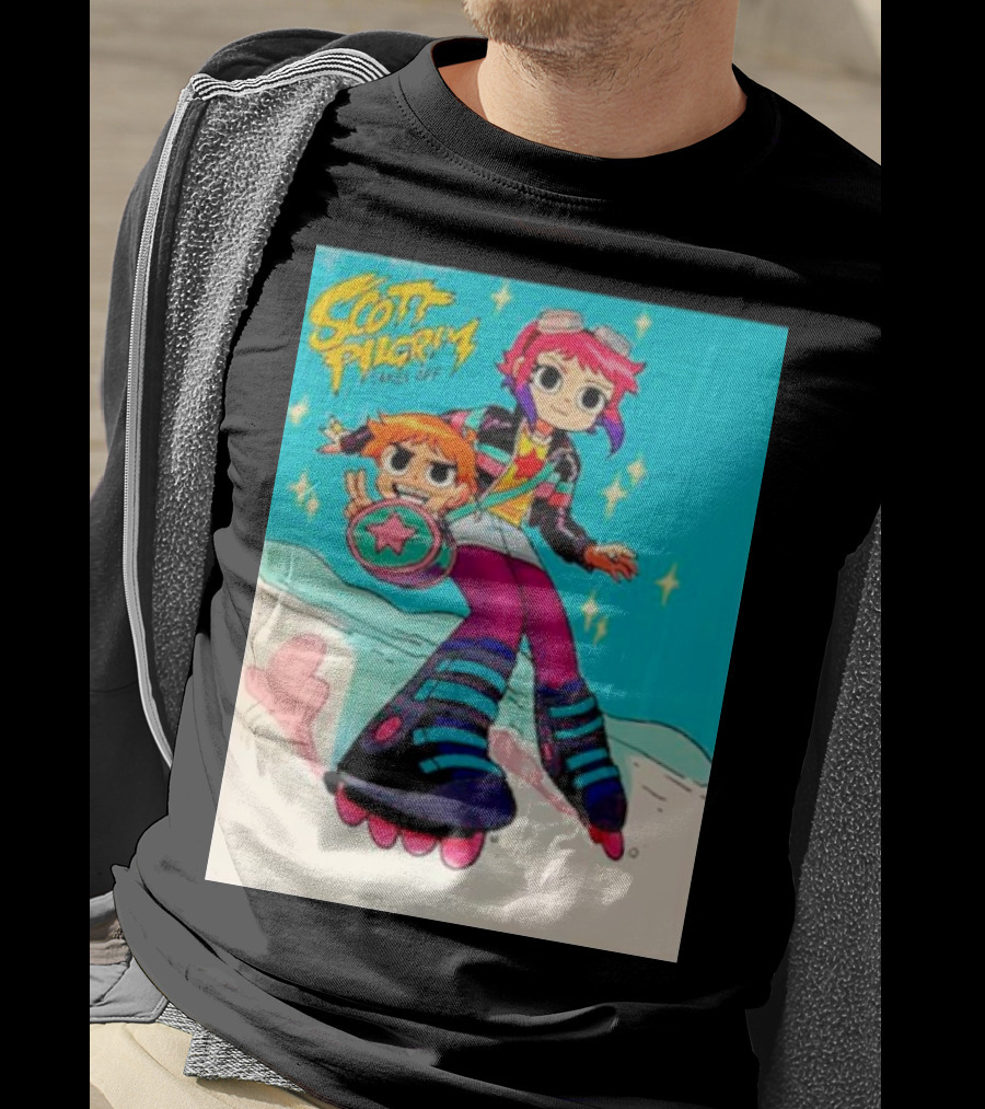 Scott Pilgrim Takes Off Roller Skating Adventure With Animated Style Characters T-Shirt