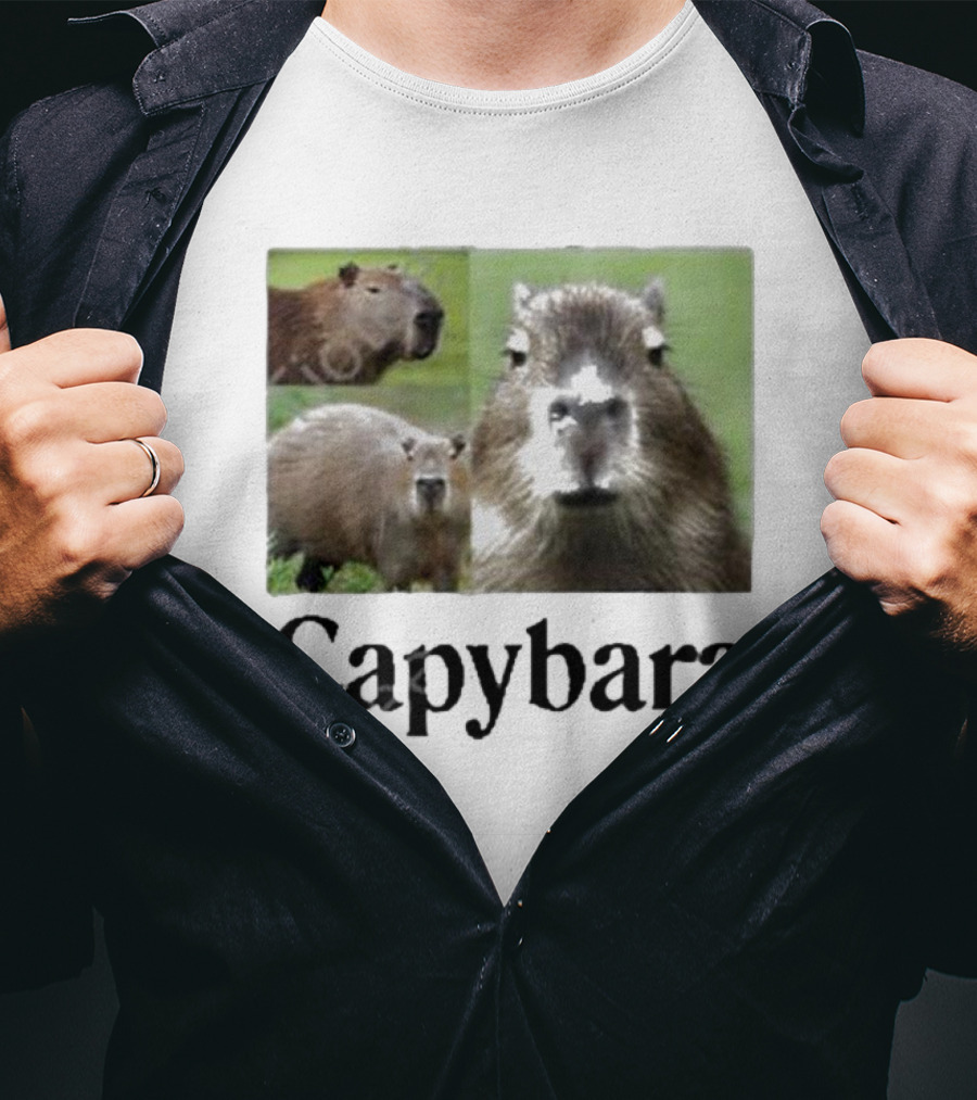 At The Moment Shop Capybara Trio Close-Up T-Shirt