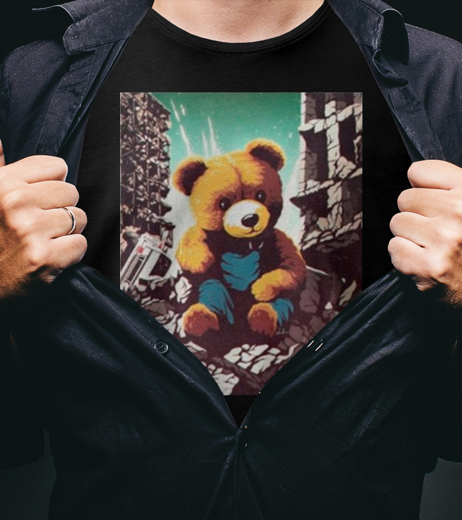 Ceasefire Now Teddy Bear In War-Torn Ruins T-Shirt