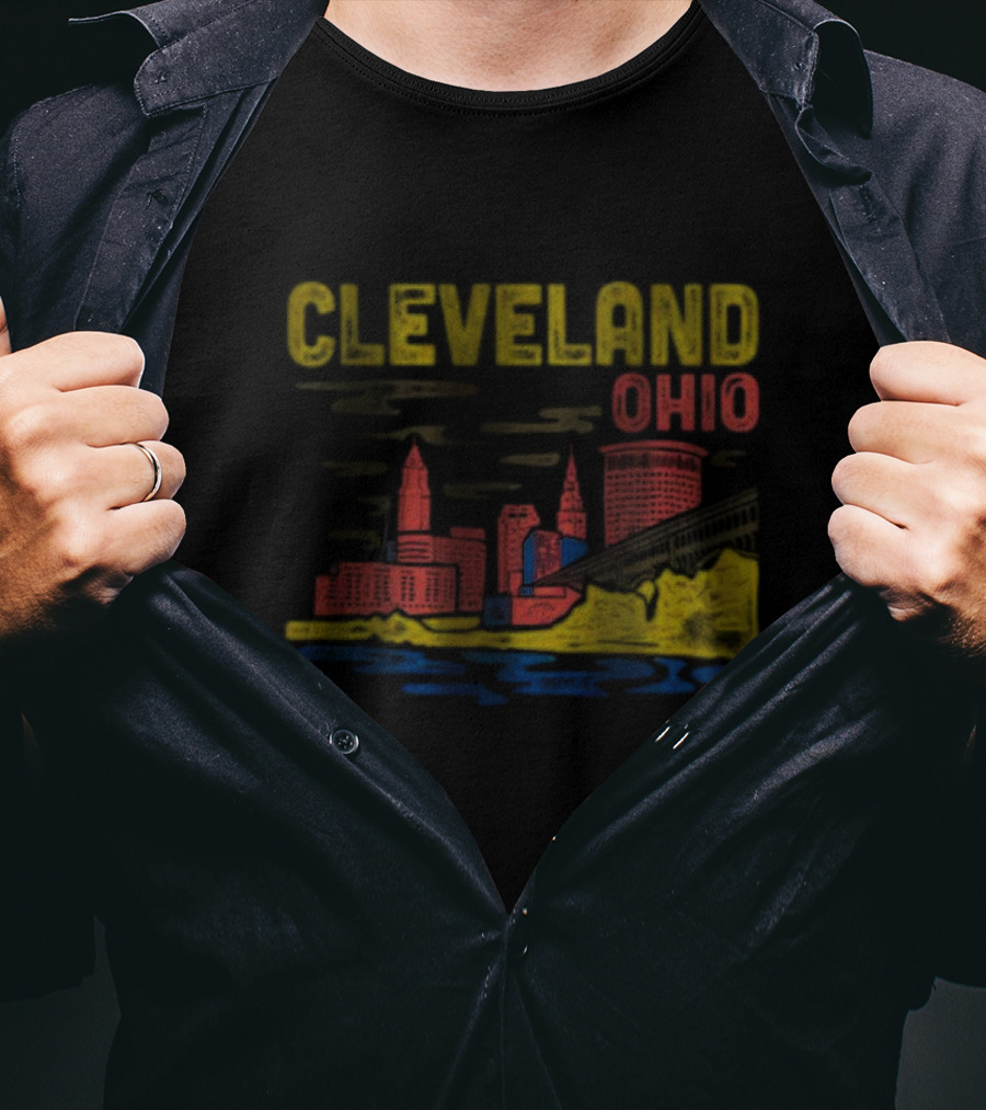 Cleveland Ohio Skyline Colorful Cityscape T-Shirt