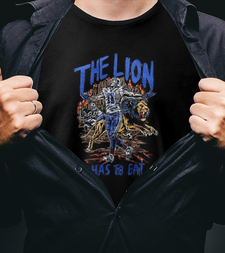 Detroit Lions The Lion Has To Eat Football Player And Fierce Animal T-Shirt