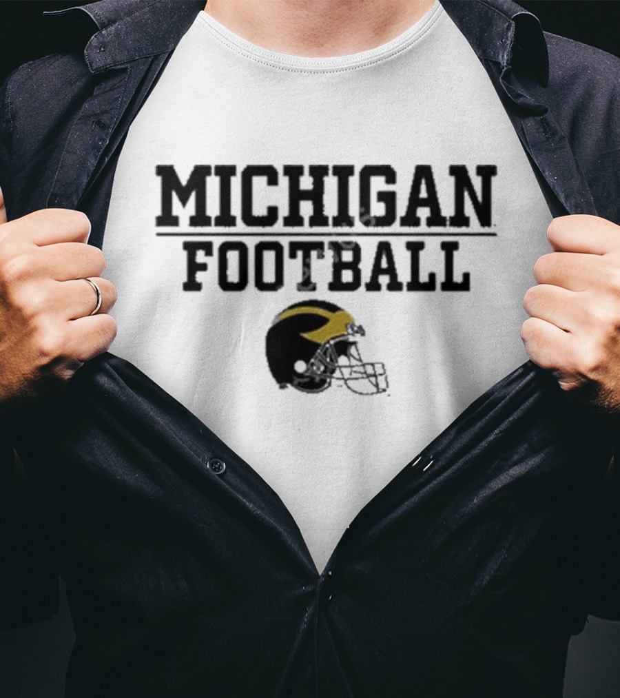 Mden Michigan Football Helmet T-Shirt