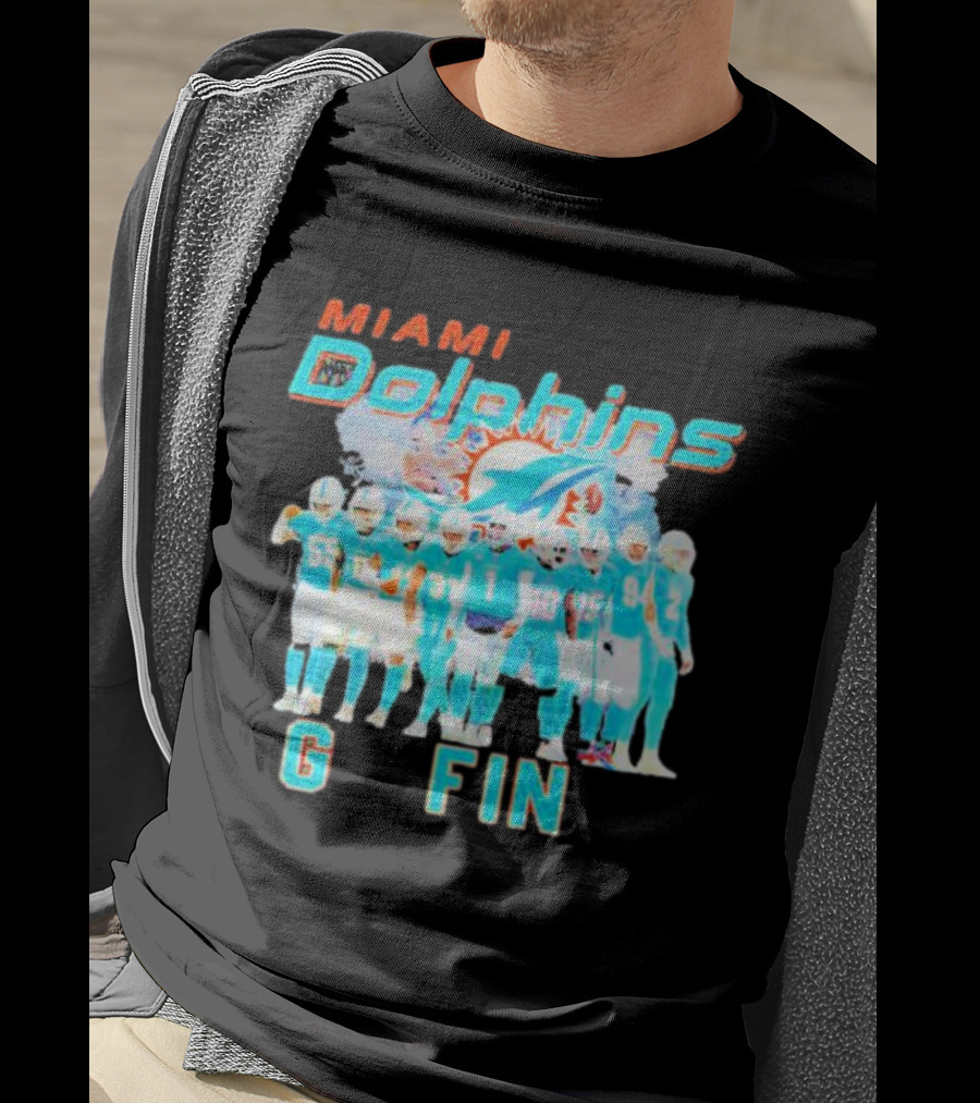 Miami Dolphins Go Fins Players Logo Team Spirit T-Shirt