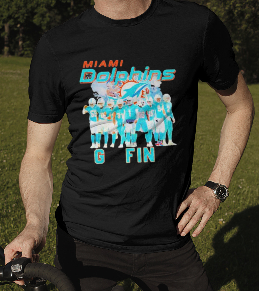 Miami Dolphins Go Fins Players Logo Team Spirit T-Shirt