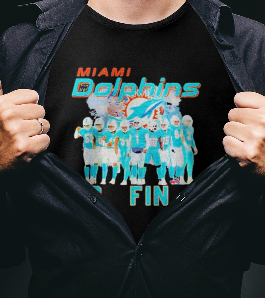 Miami Dolphins Go Fins Players Logo Team Spirit T-Shirt