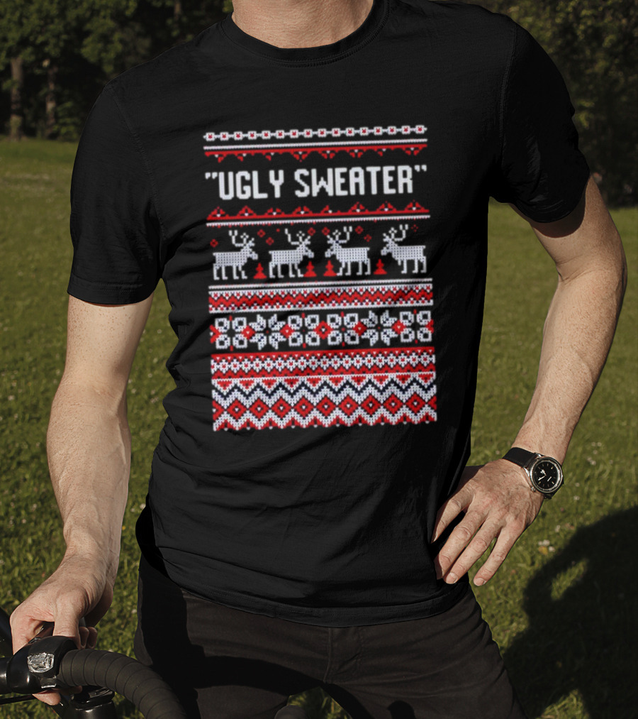 Reindeer Ugly Sweater Christmas Pattern 'UGLY SWEATER' T-Shirt