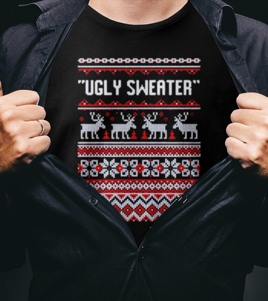 Reindeer Ugly Sweater Christmas Pattern 'UGLY SWEATER' T-Shirt