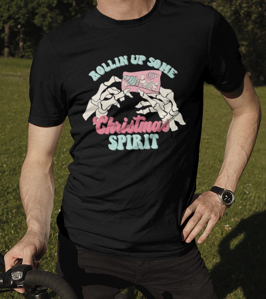 Rollin Up Some Christmas Spirit Holiday Weed Motif T-Shirt
