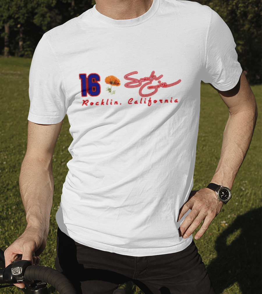 16 Sarah Giles Rocklin California Poppy Script T-Shirt
