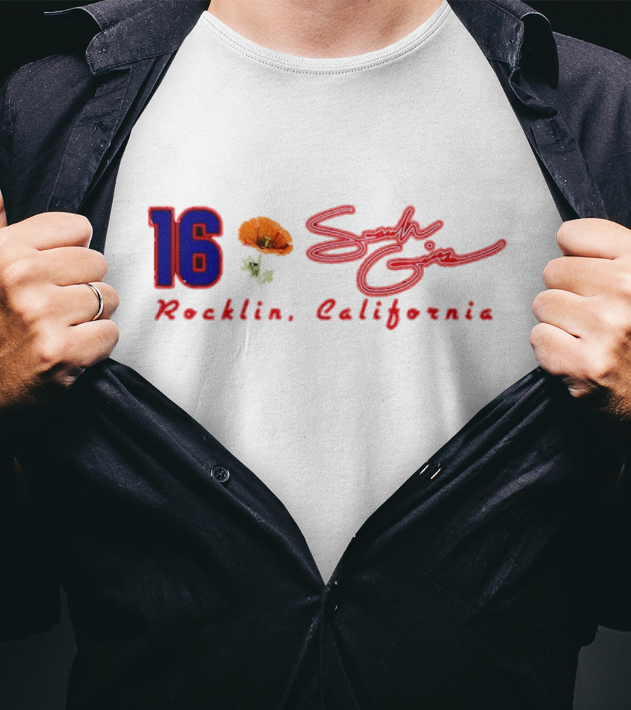 16 Sarah Giles Rocklin California Poppy Script T-Shirt