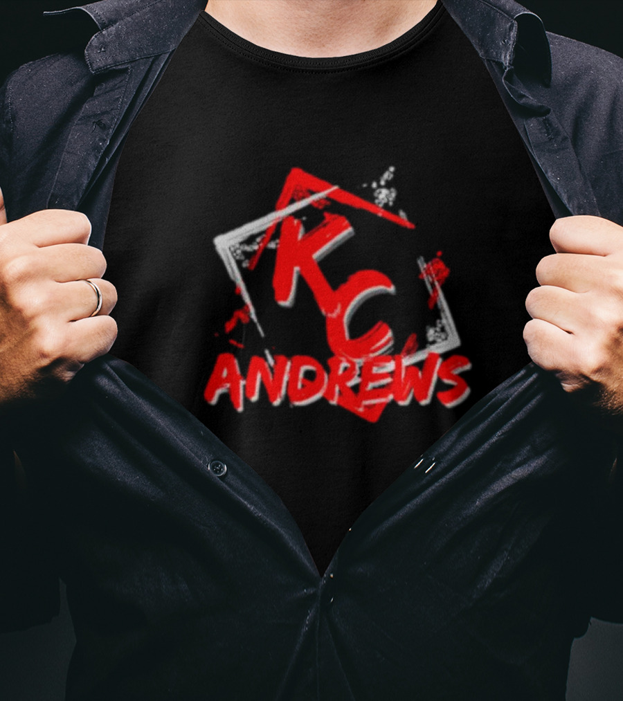 KC Andrews Red White Graffiti Style Text And Shapes T-Shirt