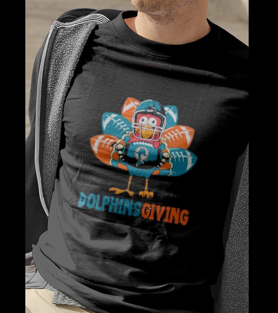 Dolphinsgiving Miami Dolphins Thanksgiving Turkey Football T-Shirt