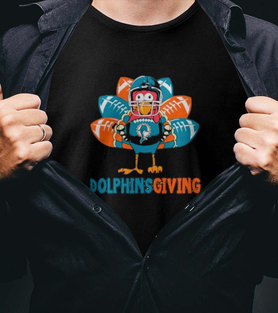 Dolphinsgiving Miami Dolphins Thanksgiving Turkey Football T-Shirt
