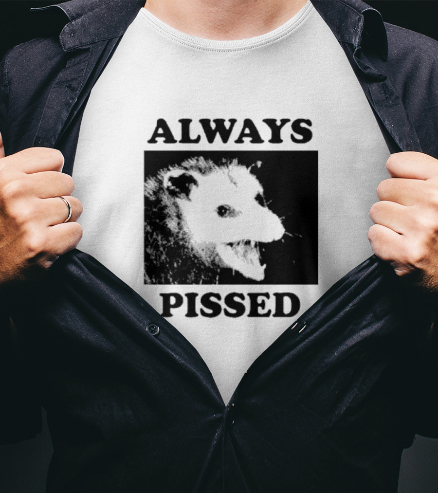 Opossum Always Pissed Black-and-White T-Shirt